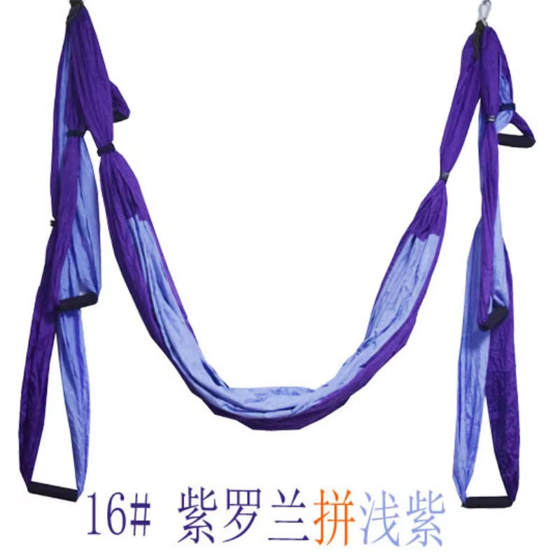 Aerial Yoga Hammock Set with Color-Coordinated Parachute Fabric and Non-Elastic Anti-Gravity Belt