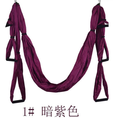 Aerial Yoga Hammock Set with Color-Coordinated Parachute Fabric and Non-Elastic Anti-Gravity Belt