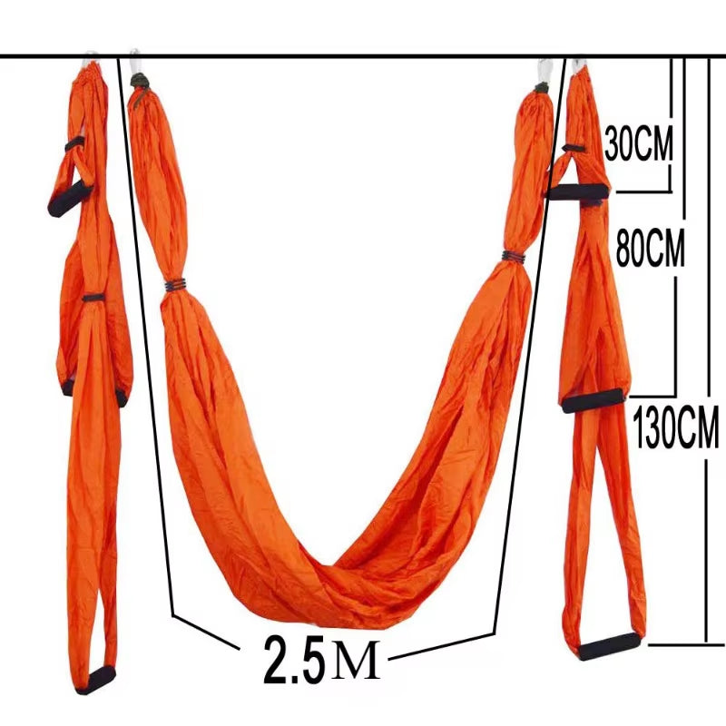 Aerial Yoga Hammock Set with Color-Coordinated Parachute Fabric and Non-Elastic Anti-Gravity Belt